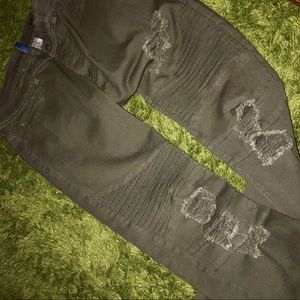 Olive green Biker denim jeans